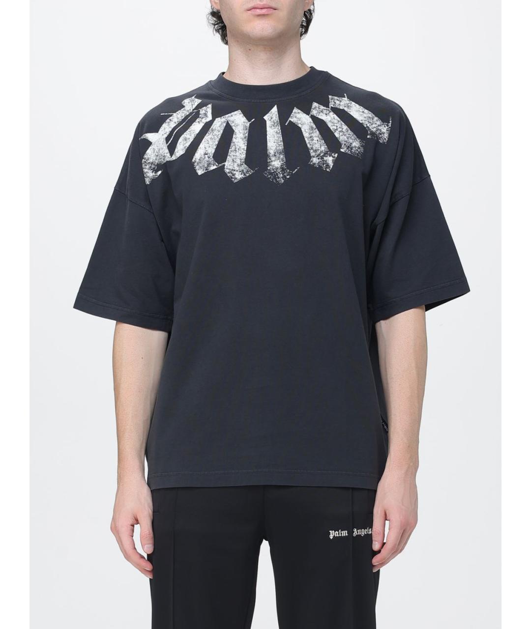 PALM ANGELS Черная хлопковая футболка, фото 4