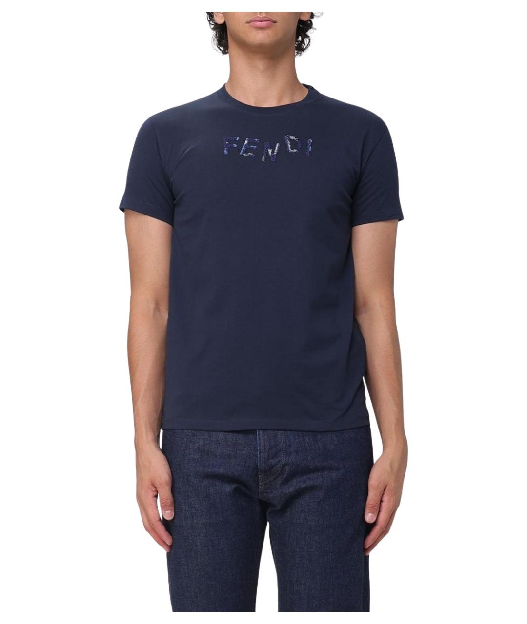 FENDI Синяя хлопковая футболка, фото 1
