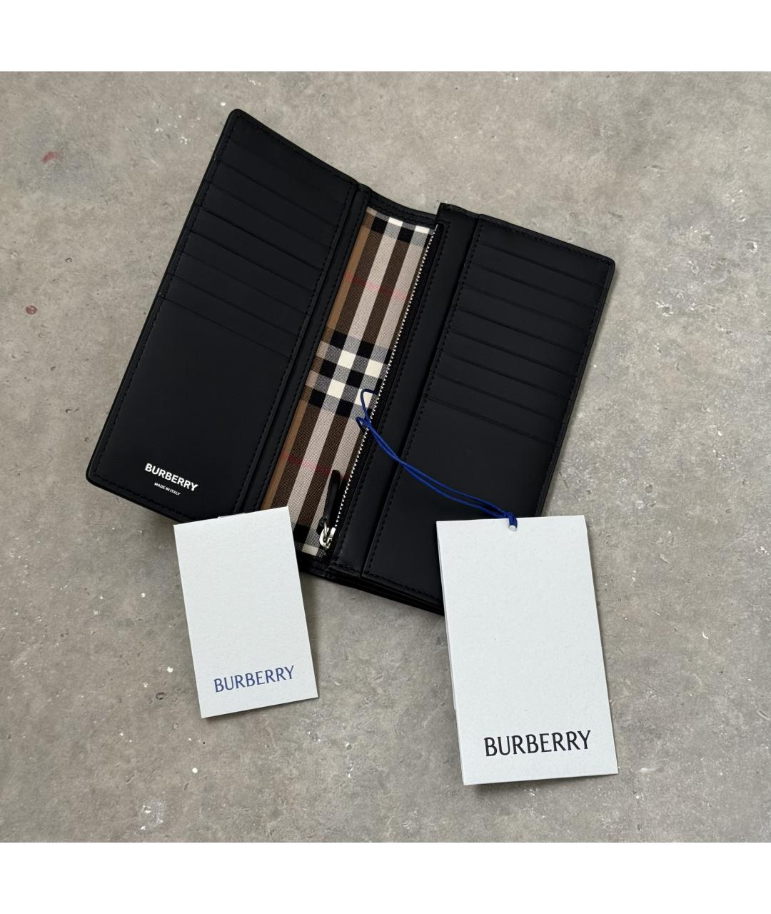 BURBERRY Черный кожаный кошелек, фото 3
