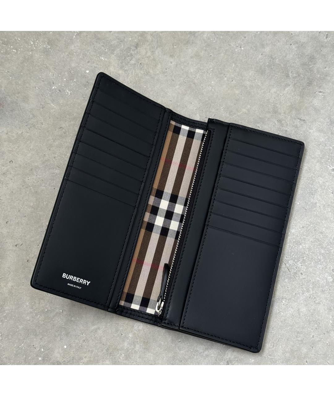 BURBERRY Черный кожаный кошелек, фото 2