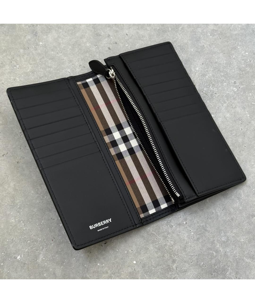 BURBERRY Черный кожаный кошелек, фото 7