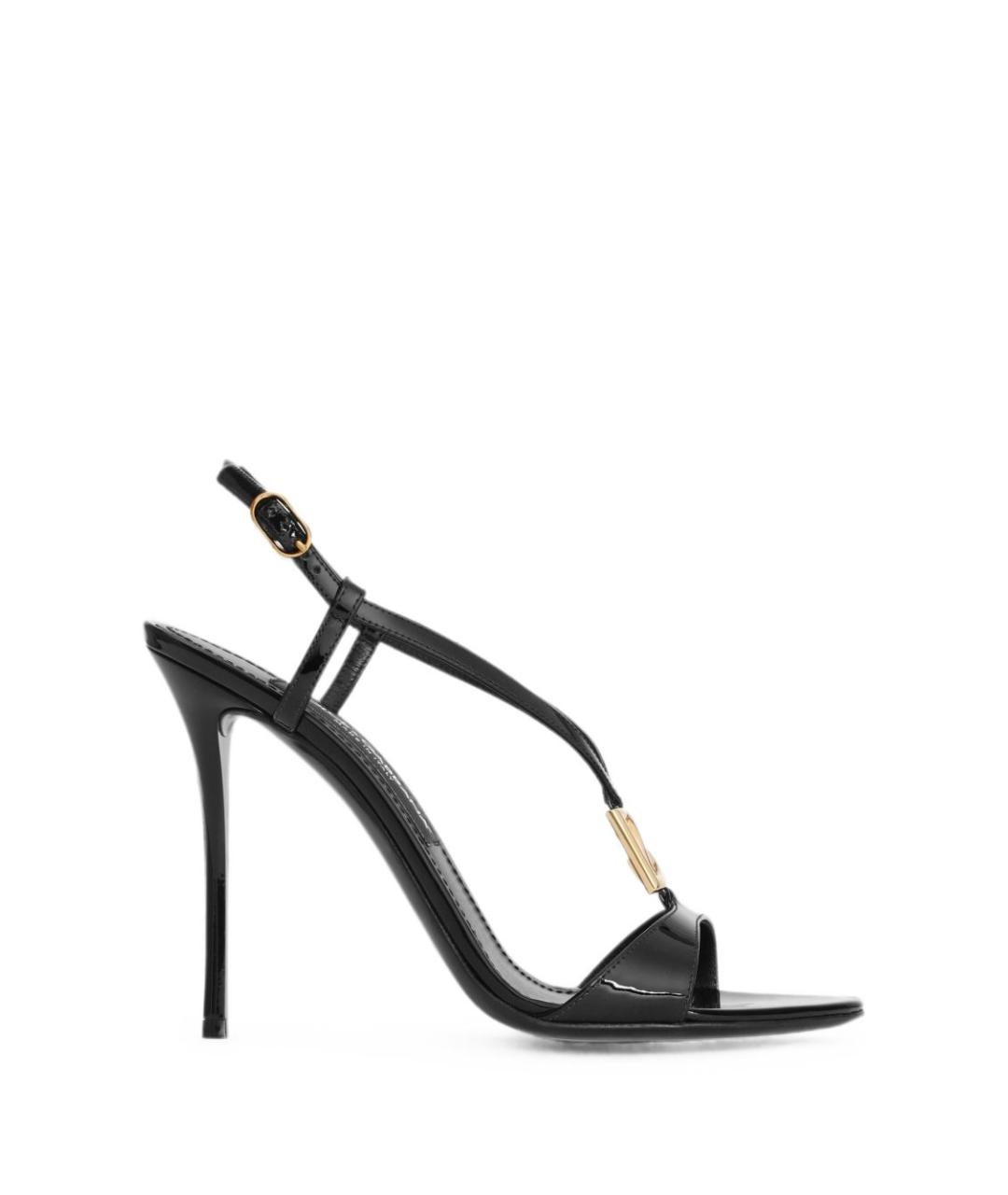 DOLCE&GABBANA Черные кожаные босоножки, фото 1