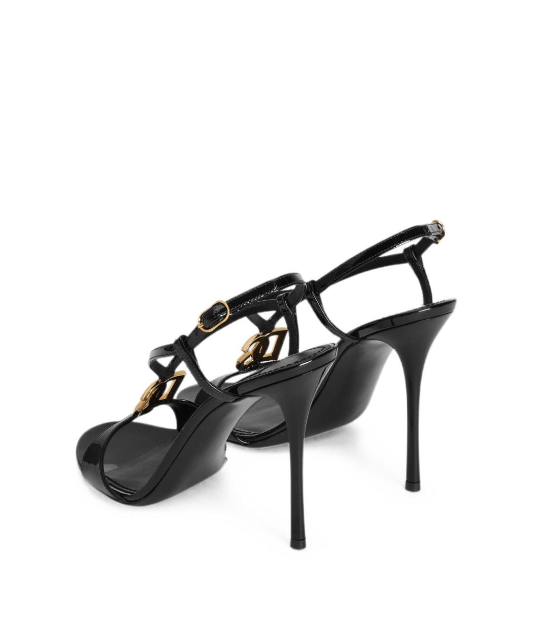 DOLCE&GABBANA Черные кожаные босоножки, фото 3