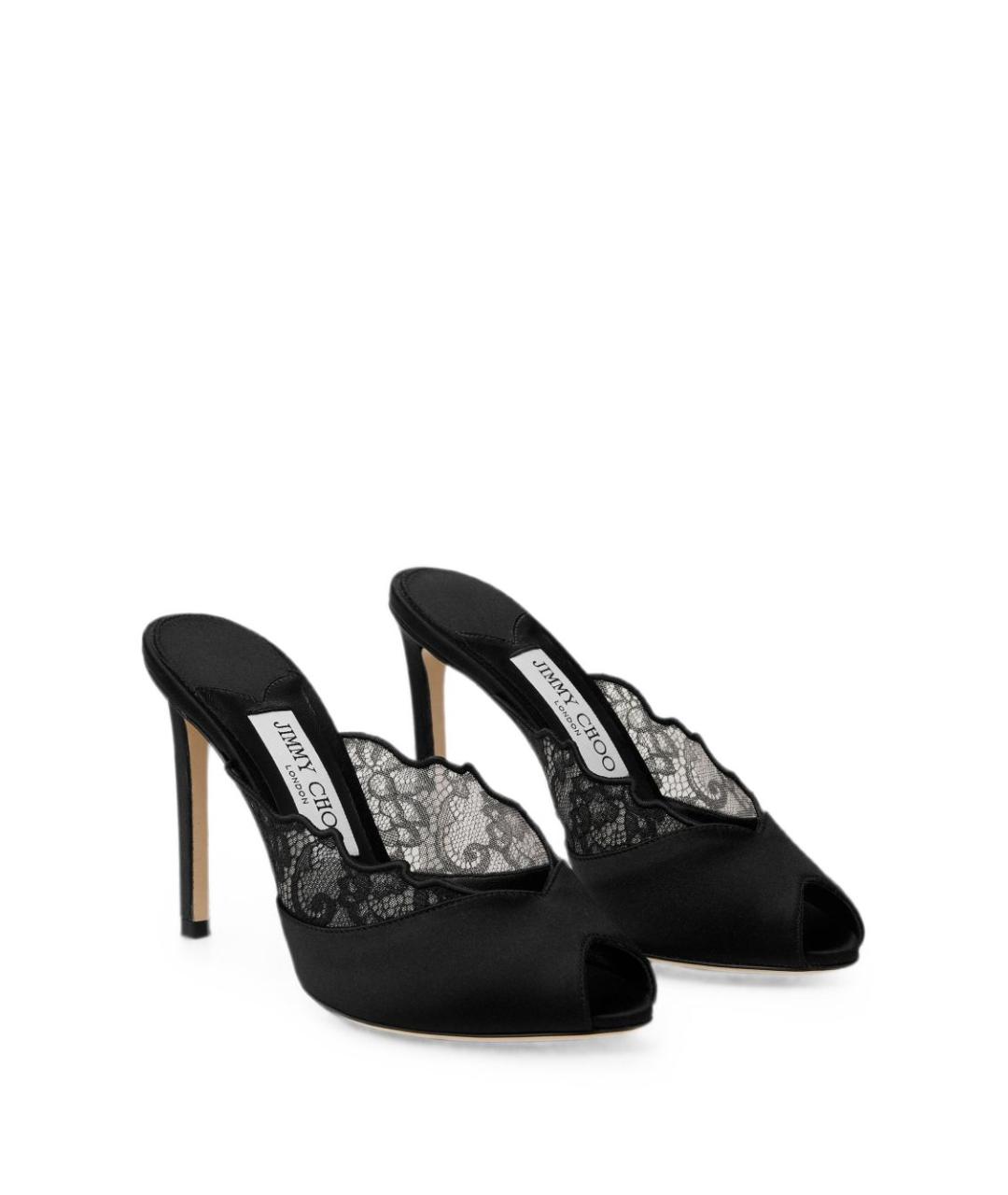 JIMMY CHOO Черные текстильные мюли, фото 3