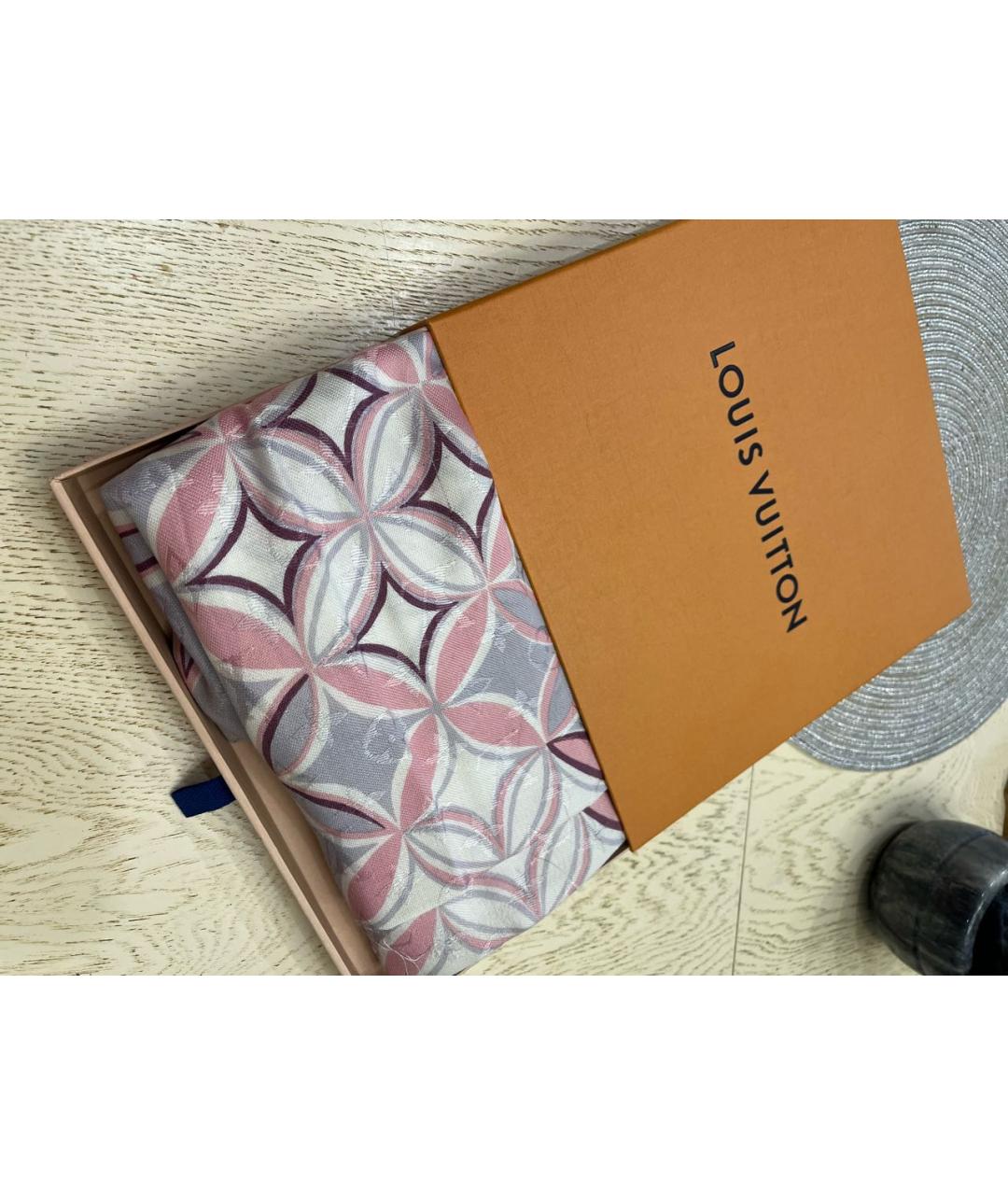 LOUIS VUITTON Серый шерстяной платок, фото 4