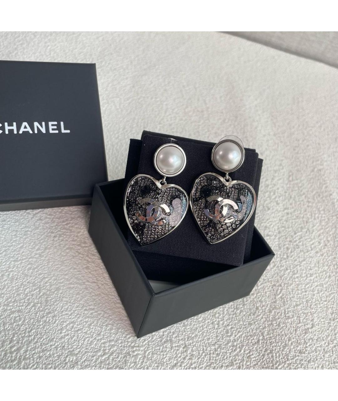 CHANEL Антрацитовые серьги, фото 4