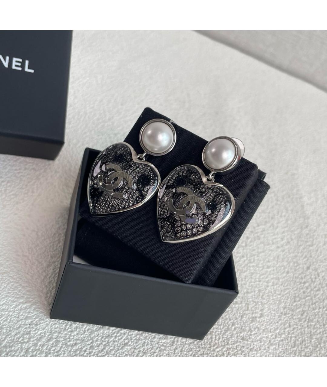 CHANEL Антрацитовые серьги, фото 2