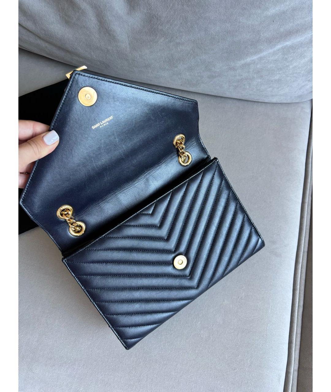 SAINT LAURENT Темно-синяя кожаная сумка через плечо, фото 3