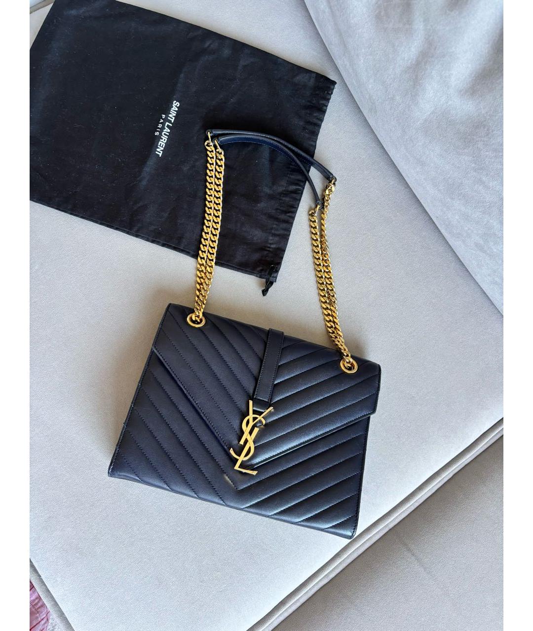 SAINT LAURENT Темно-синяя кожаная сумка через плечо, фото 9