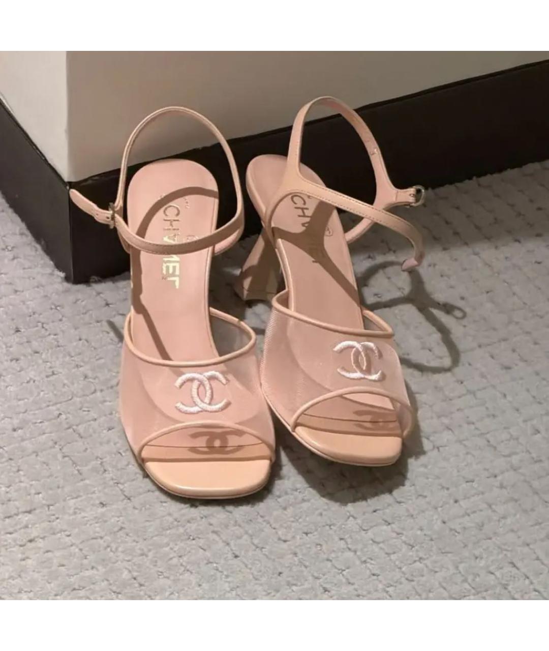 CHANEL Розовые неопреновые босоножки, фото 3