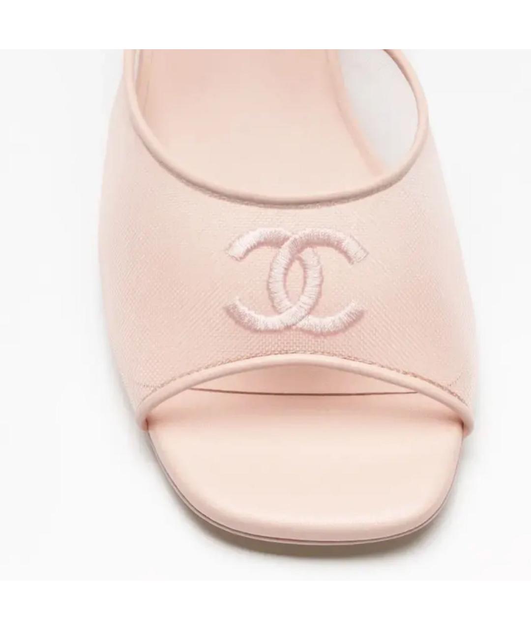 CHANEL Розовые неопреновые босоножки, фото 4