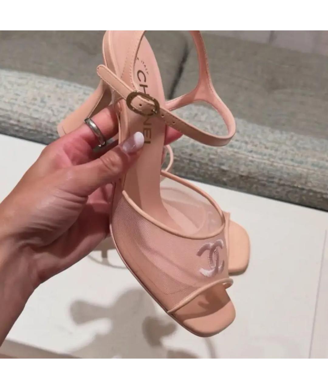 CHANEL Розовые неопреновые босоножки, фото 5