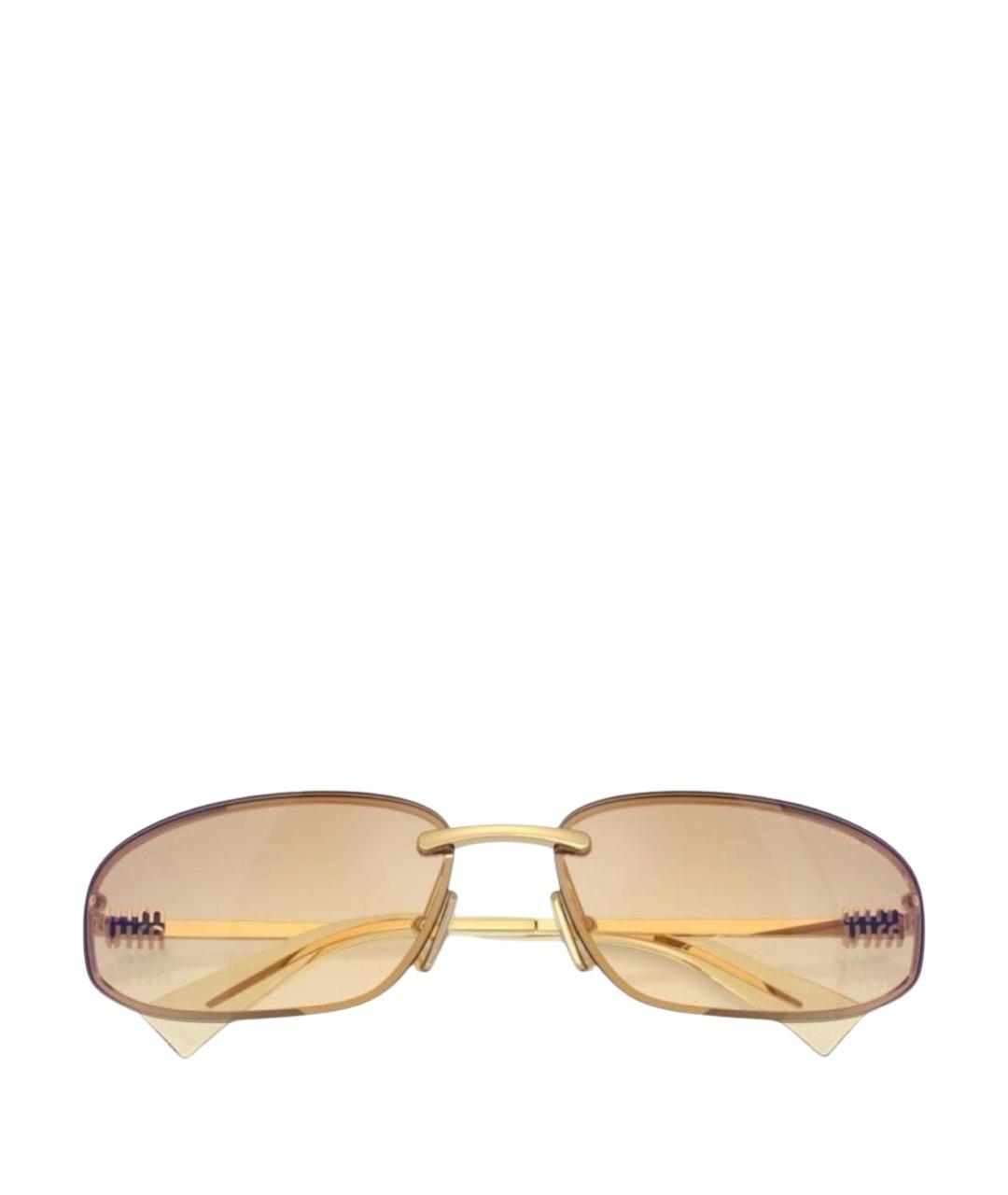 MIU MIU Золотые металлические солнцезащитные очки, фото 1