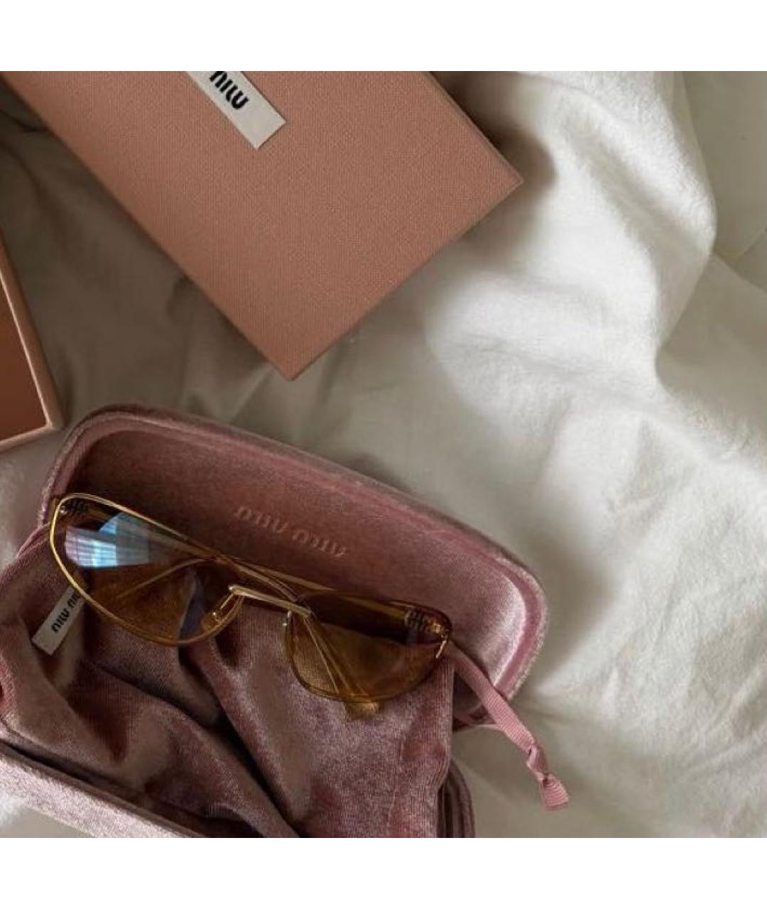 MIU MIU Золотые металлические солнцезащитные очки, фото 4