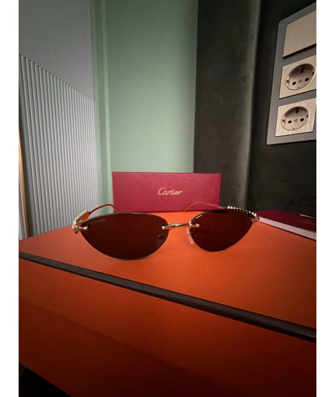 CARTIER Золотые металлические солнцезащитные очки, фото 6