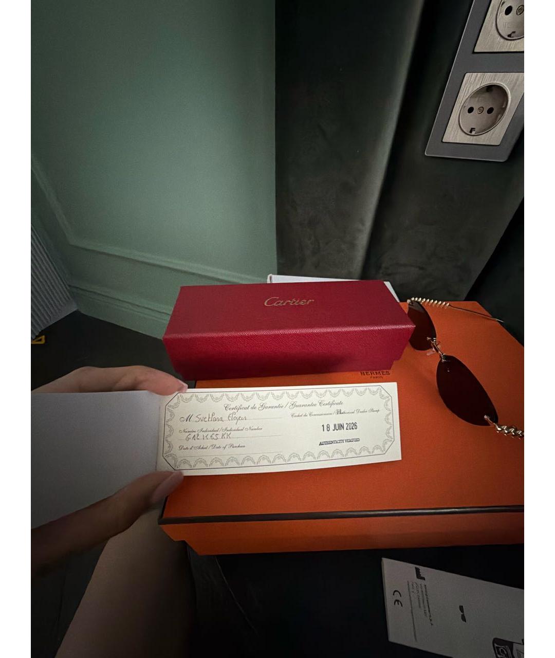 CARTIER Золотые металлические солнцезащитные очки, фото 4