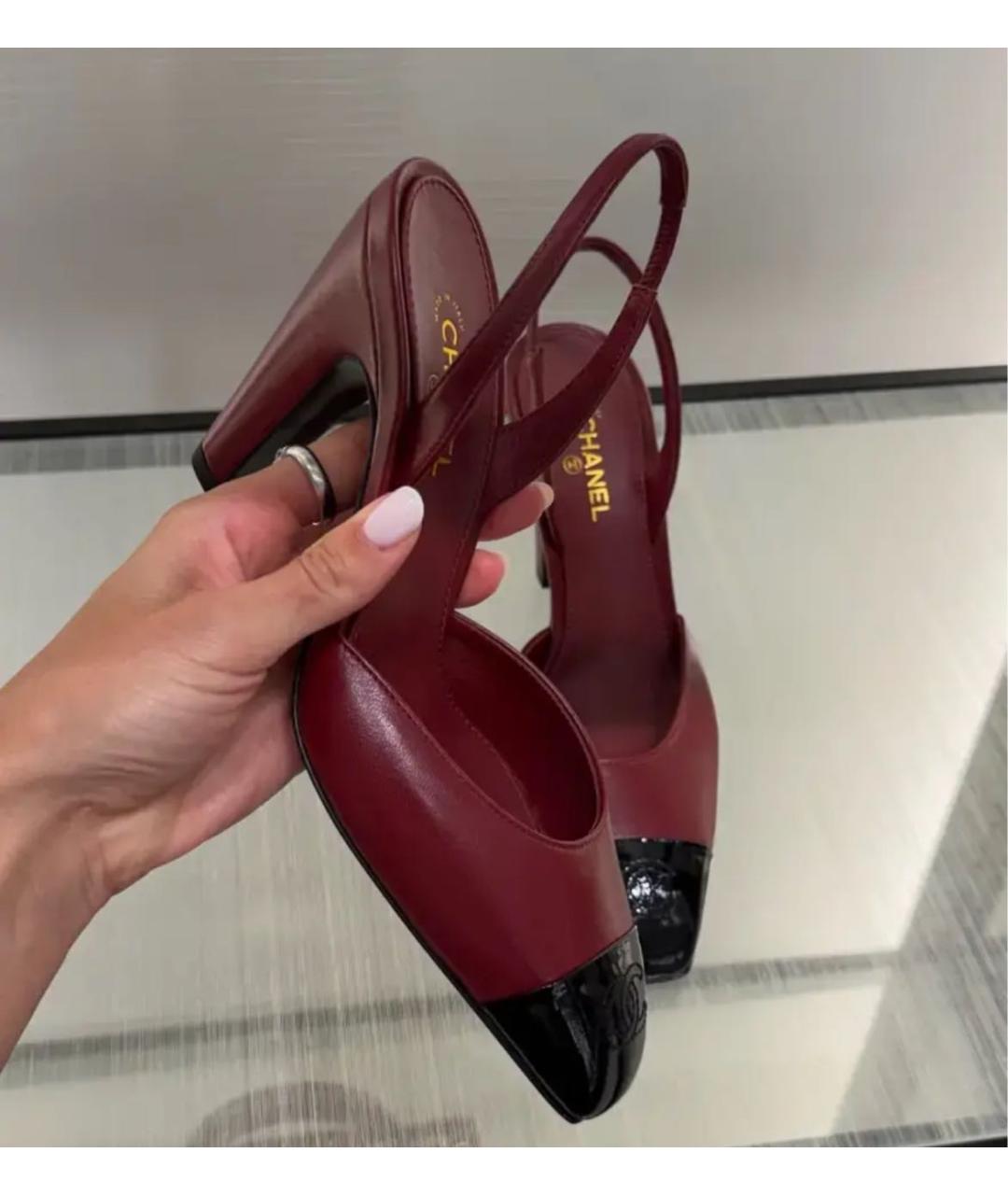 CHANEL Бордовые кожаные туфли, фото 4