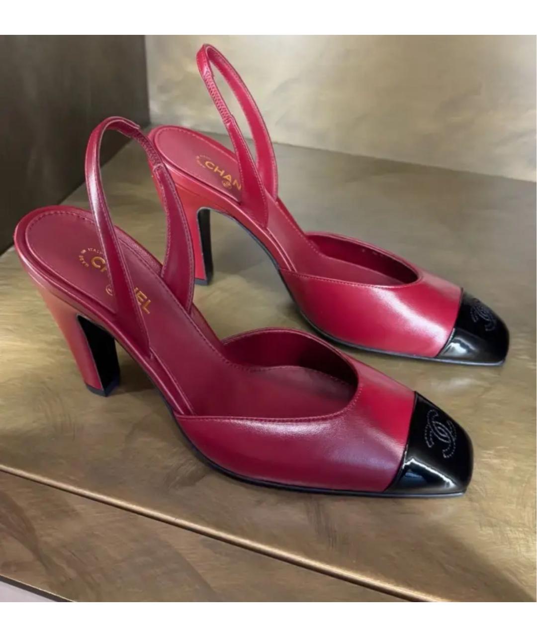 CHANEL Бордовые кожаные туфли, фото 5