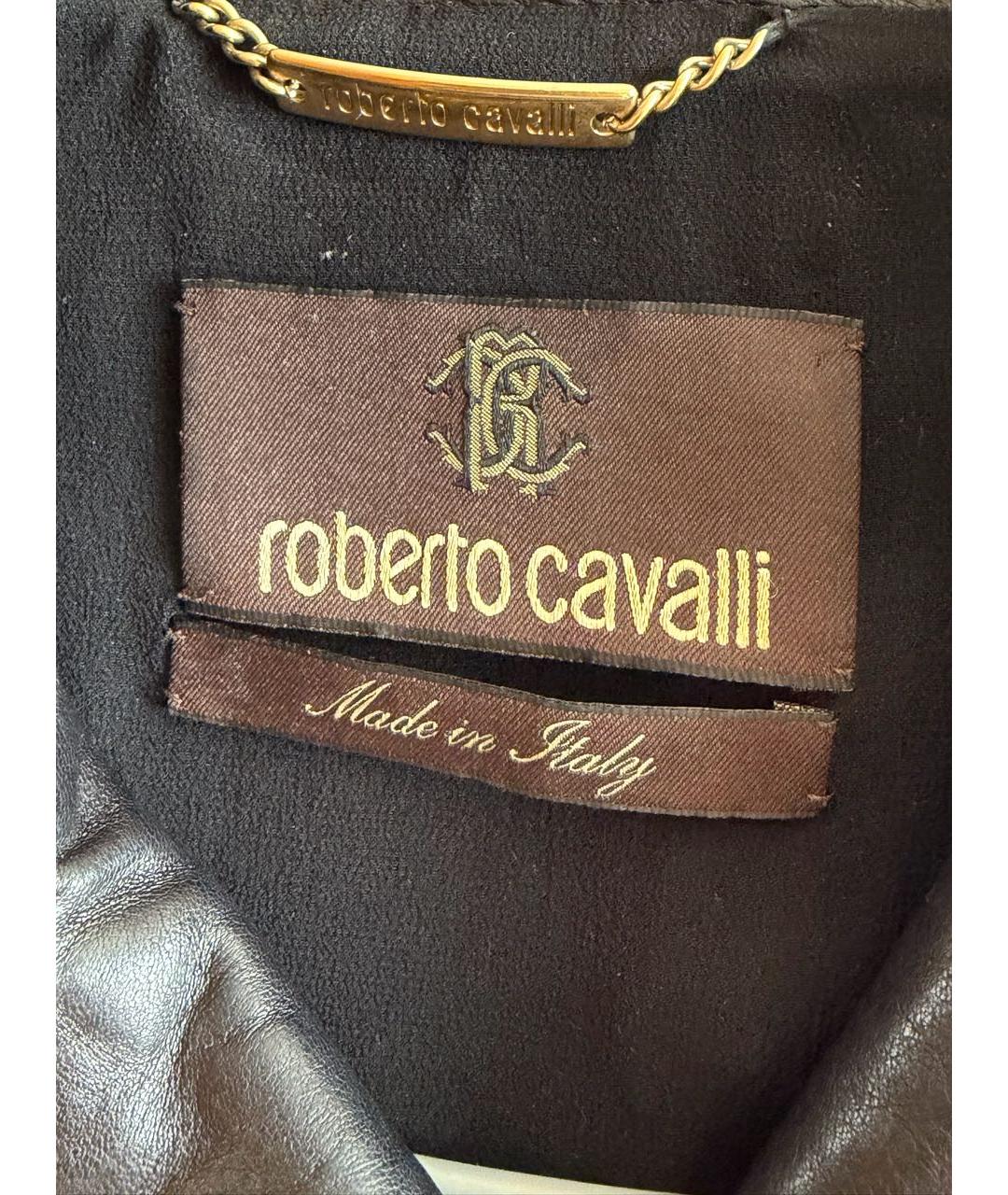 ROBERTO CAVALLI Черная кожаная куртка, фото 3