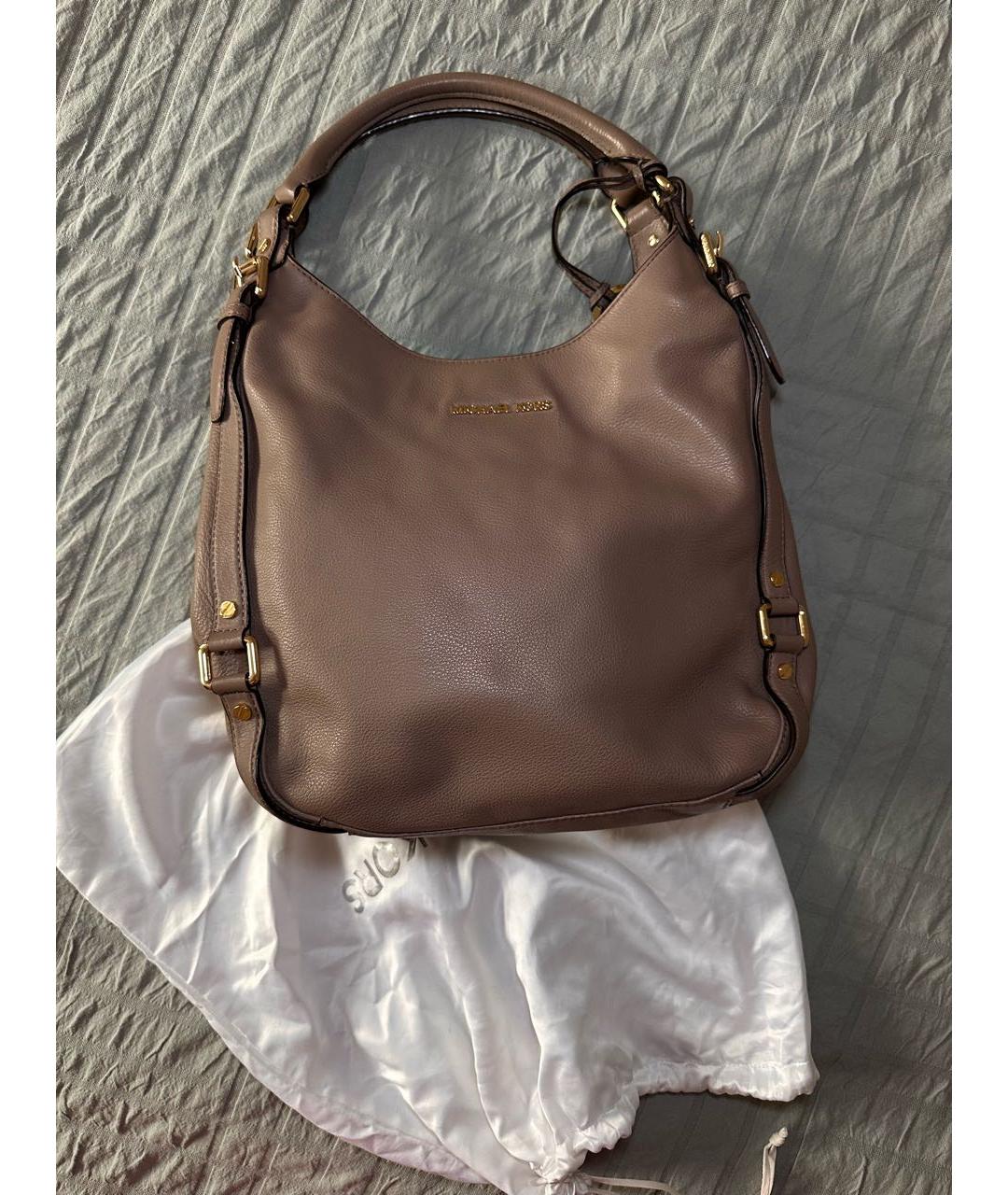 MICHAEL KORS Бежевая кожаная сумка с короткими ручками, фото 5