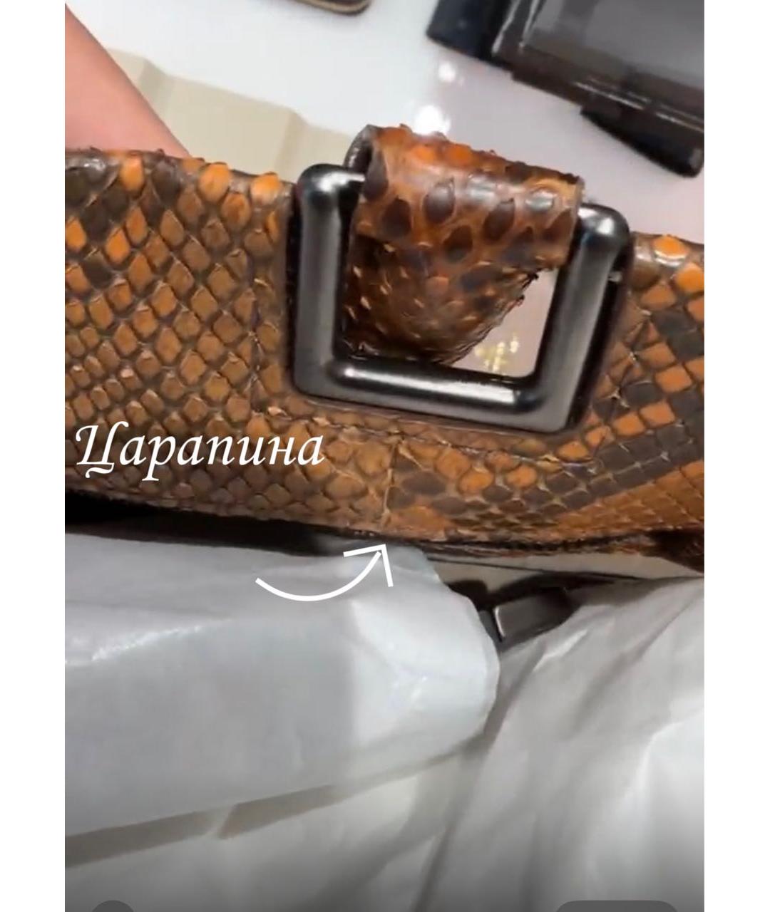 PRADA Коричневая сумка с короткими ручками из кожи питона, фото 7