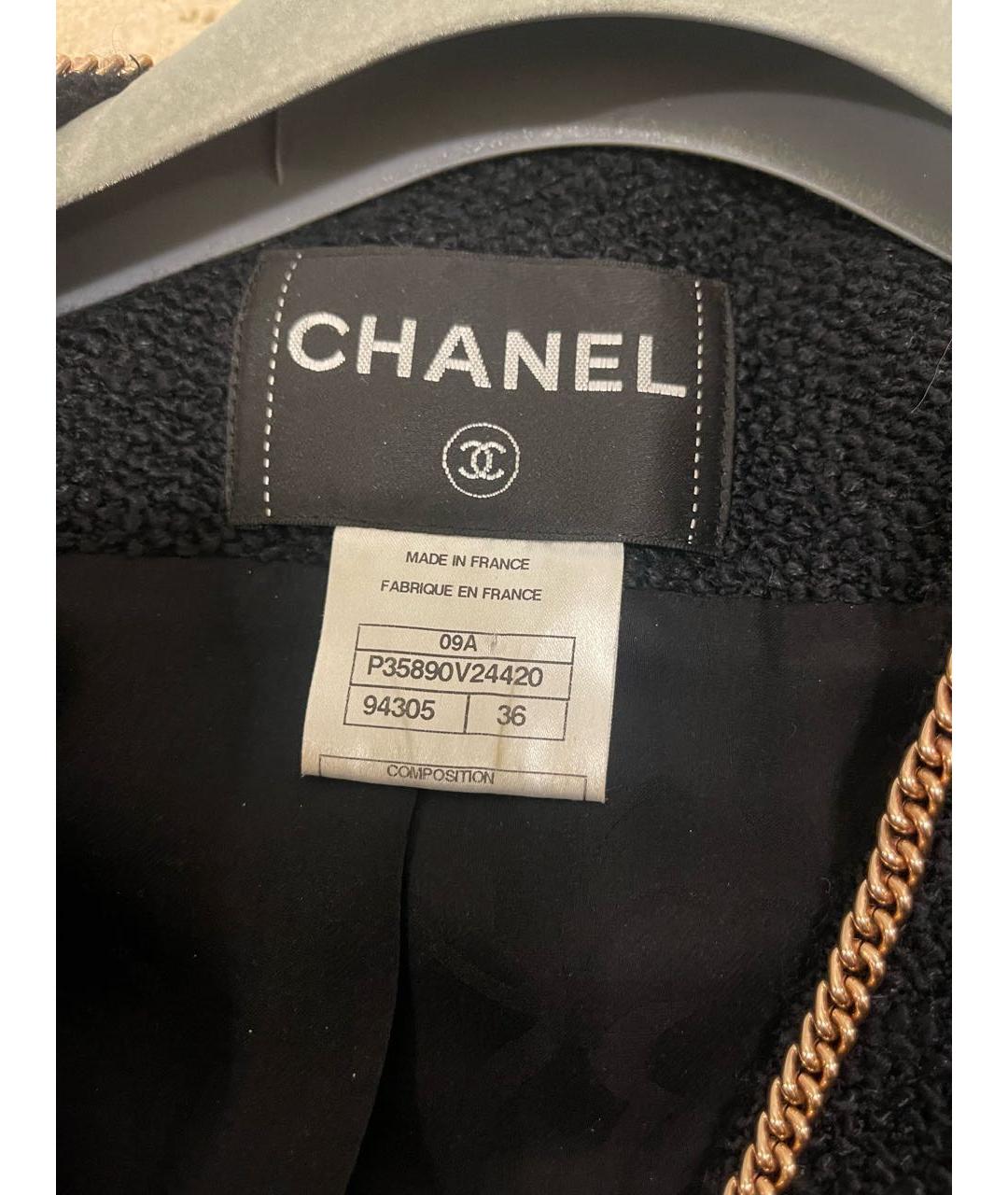 CHANEL Черный шерстяной жакет/пиджак, фото 3