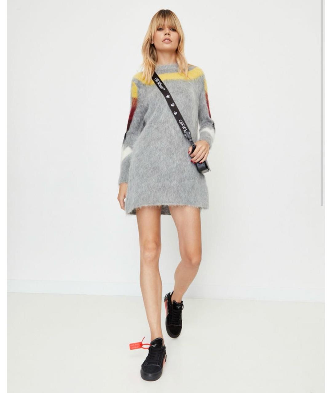 OFF-WHITE Антрацитовое шерстяное повседневное платье, фото 8