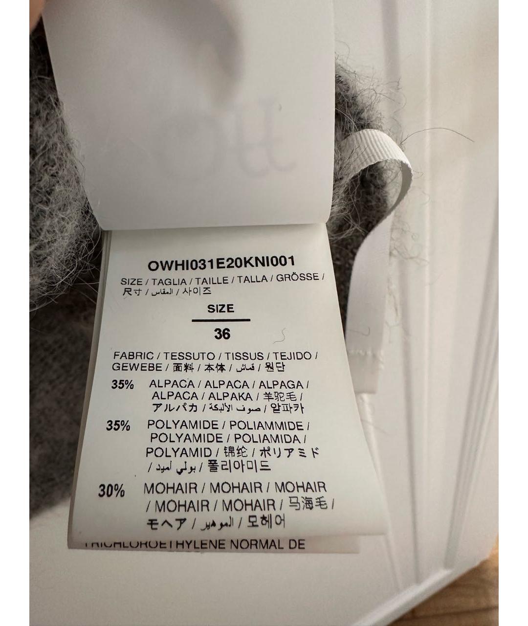 OFF-WHITE Антрацитовое шерстяное повседневное платье, фото 7