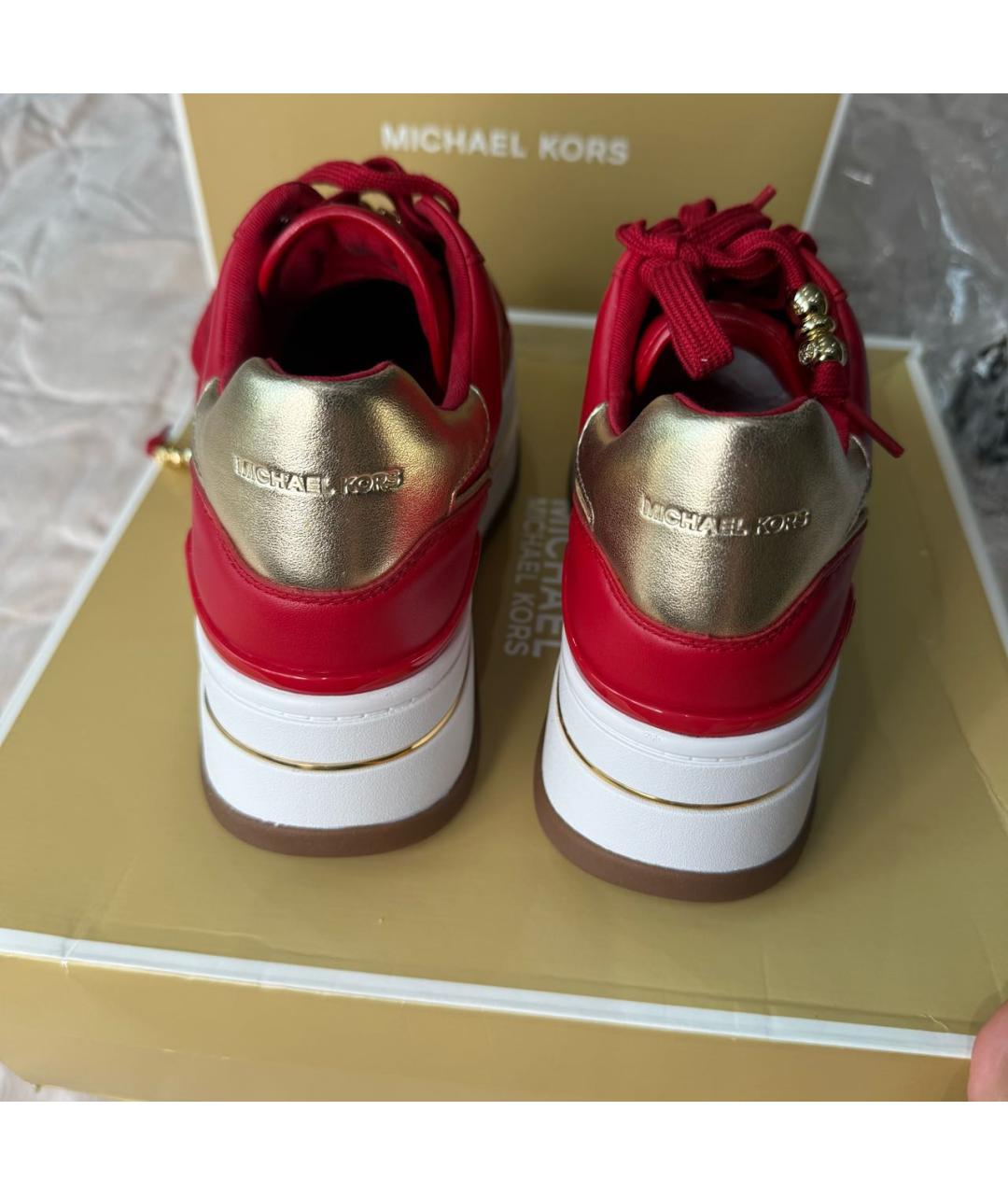 MICHAEL MICHAEL KORS Красные кожаные кроссовки, фото 4