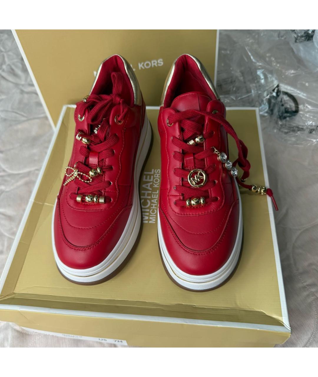 MICHAEL MICHAEL KORS Красные кожаные кроссовки, фото 2