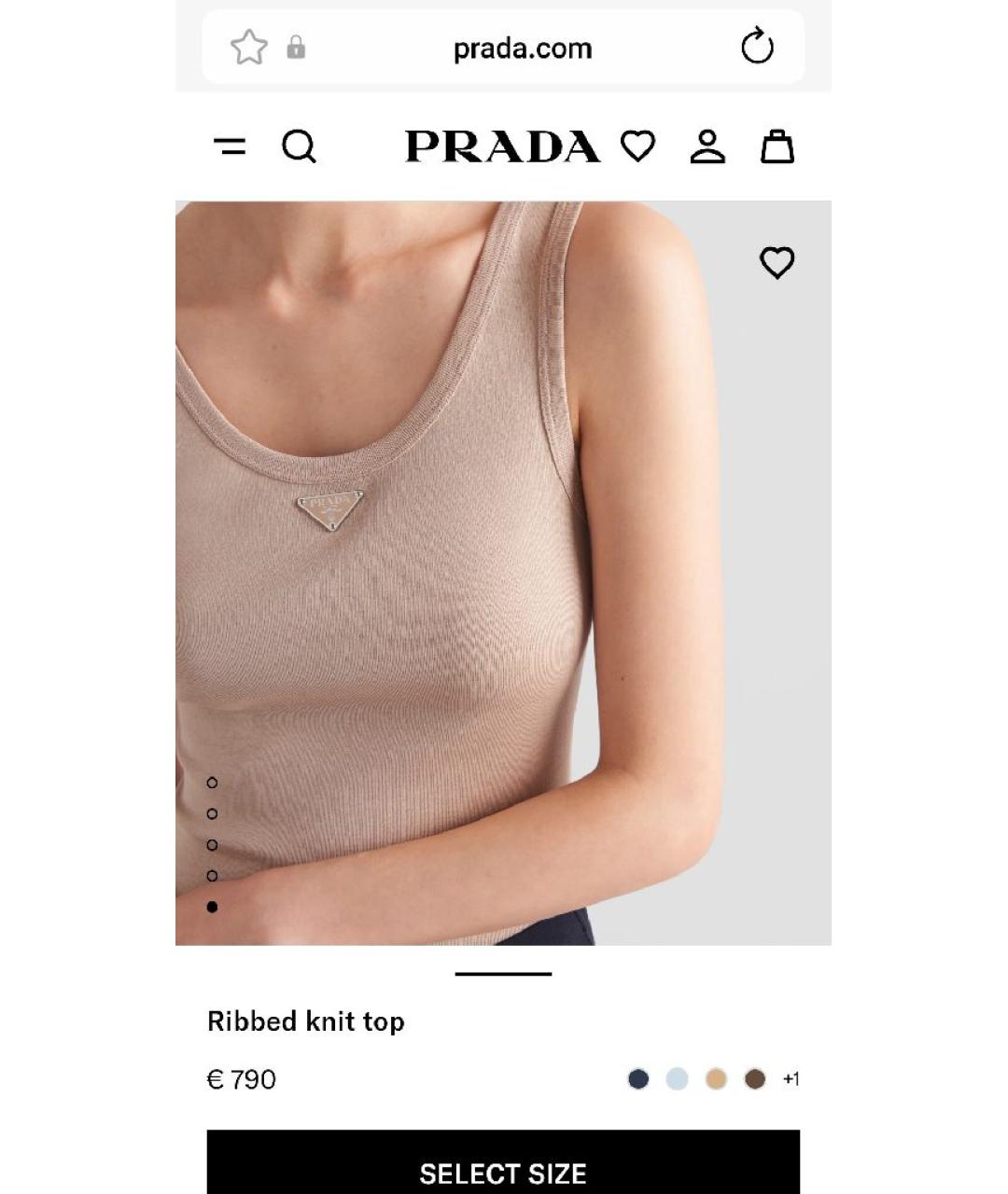 PRADA Бежевая хлопковая майка, фото 5