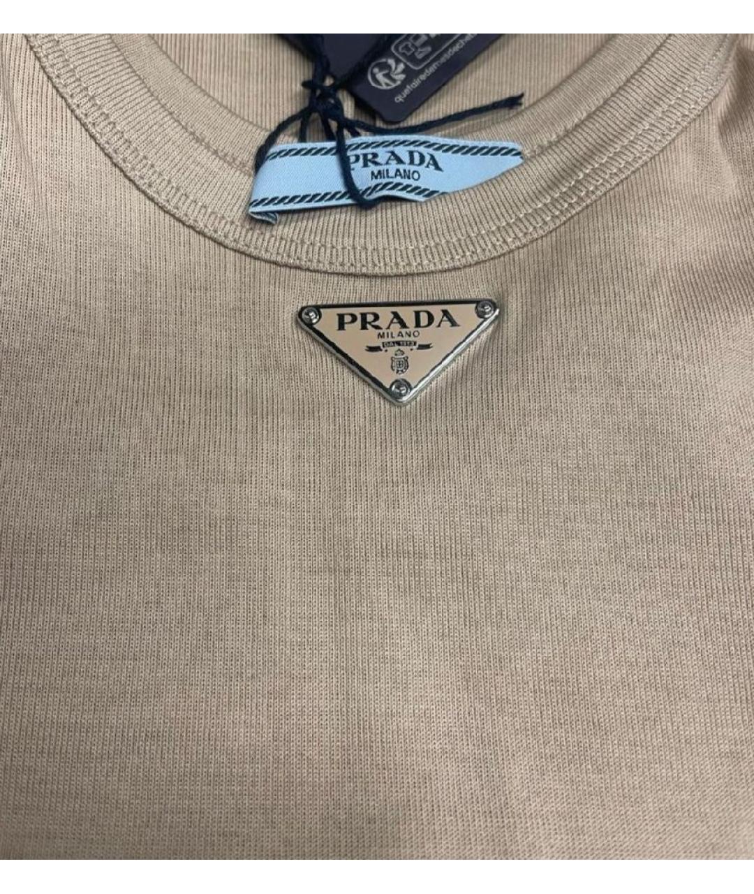 PRADA Бежевая хлопковая майка, фото 3