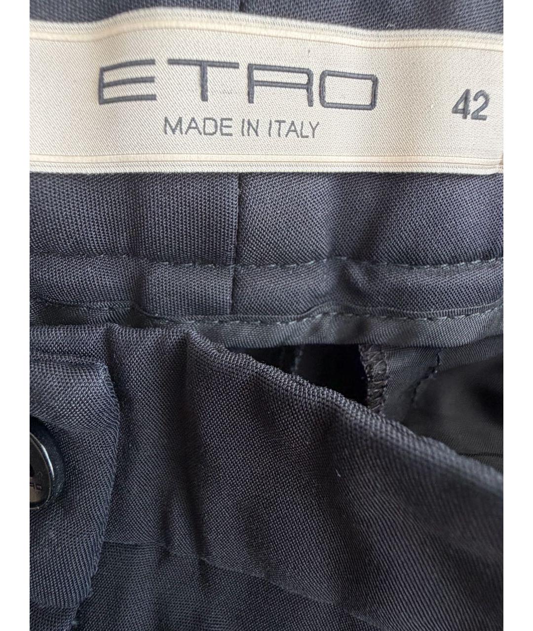 ETRO Черные хлопко-эластановые брюки узкие, фото 3