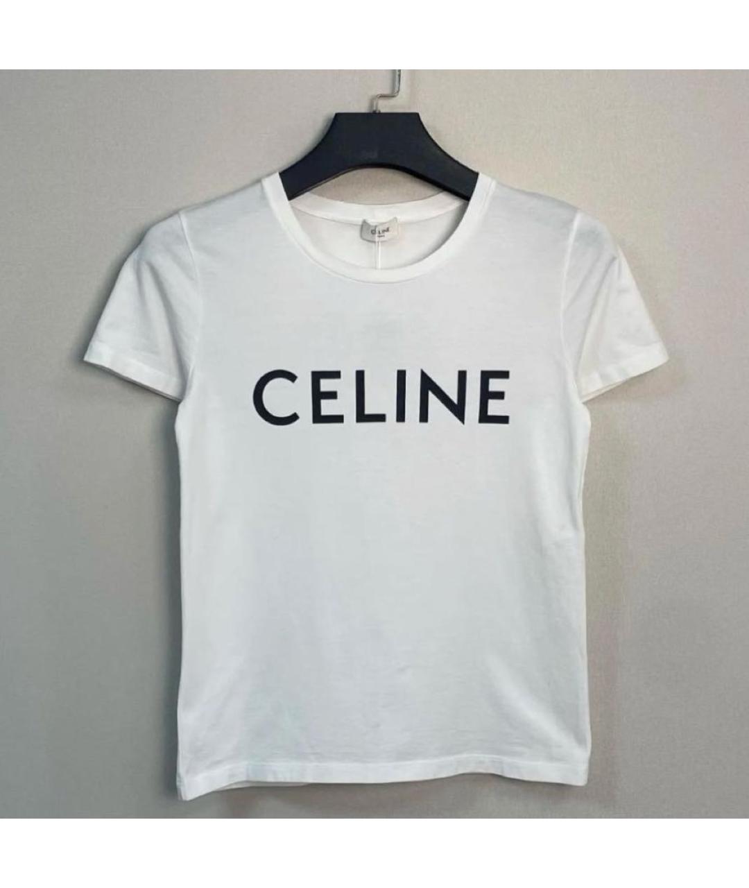 CELINE Белая хлопковая футболка, фото 3