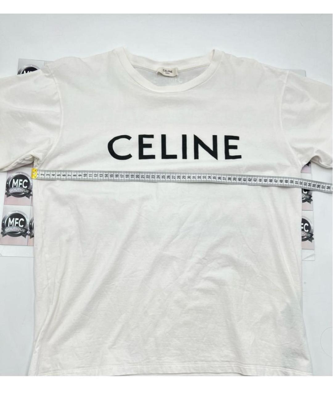 CELINE Белая хлопковая футболка, фото 4