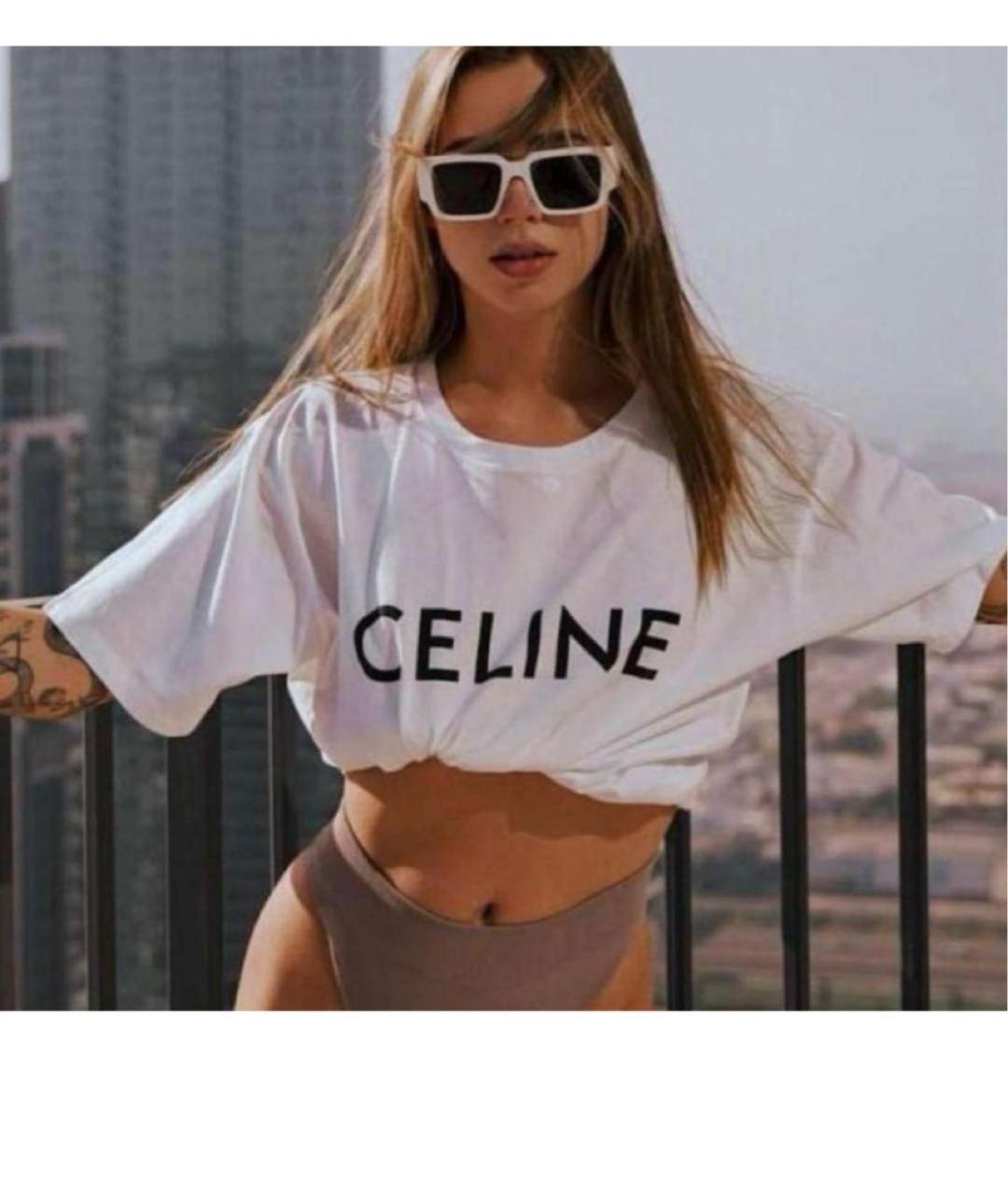 CELINE Белая хлопковая футболка, фото 6