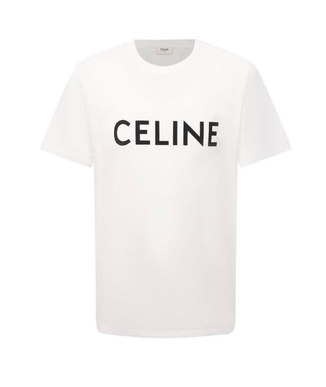 CELINE Белая хлопковая футболка, фото 8