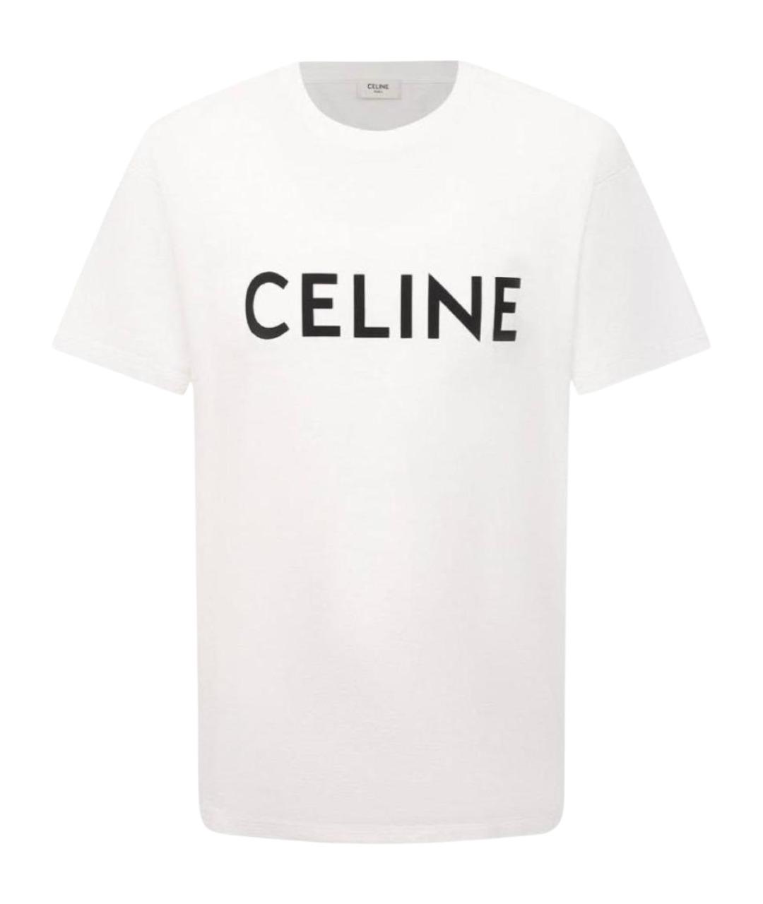 CELINE Белая хлопковая футболка, фото 1