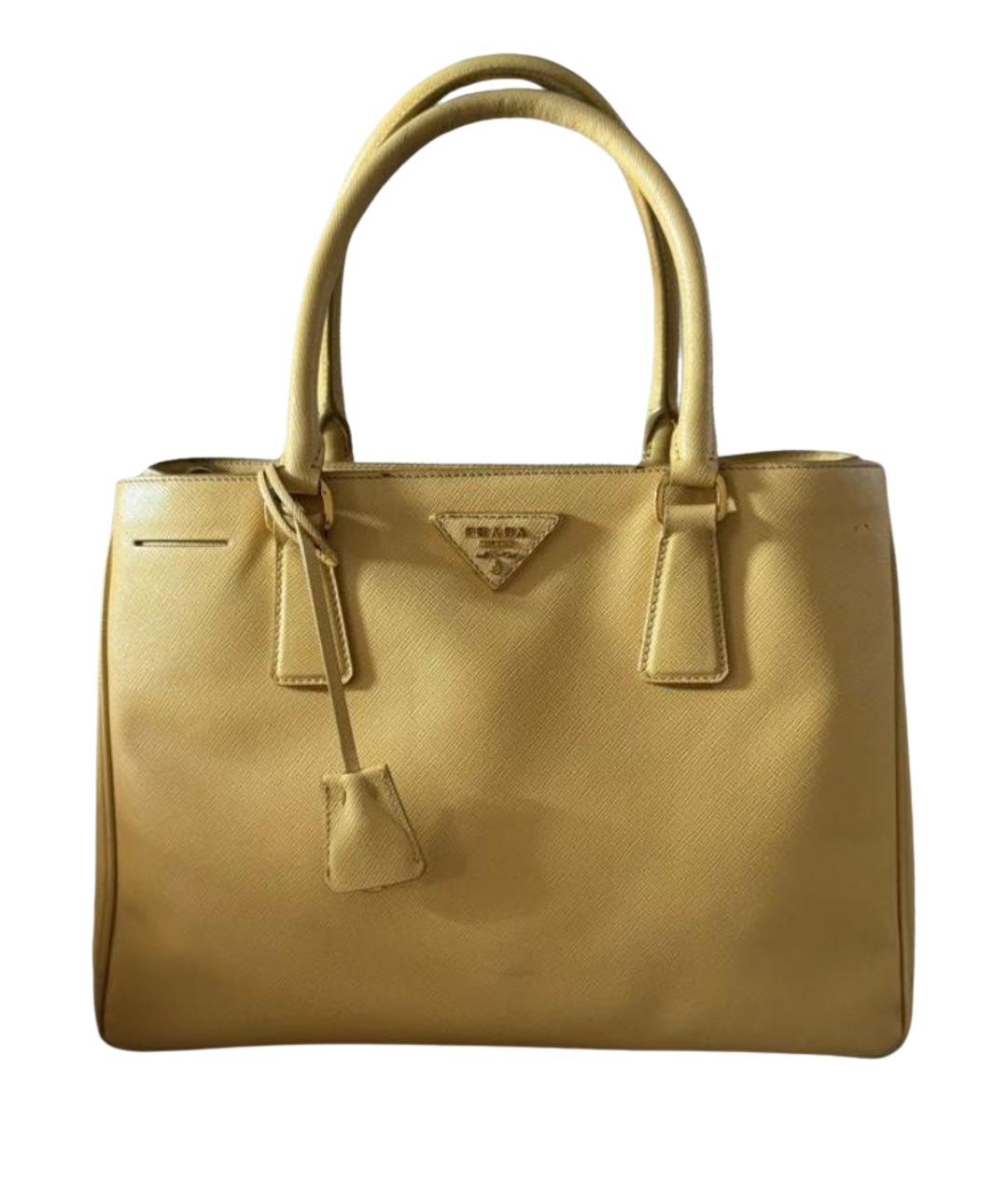 PRADA Желтая кожаная сумка тоут, фото 1