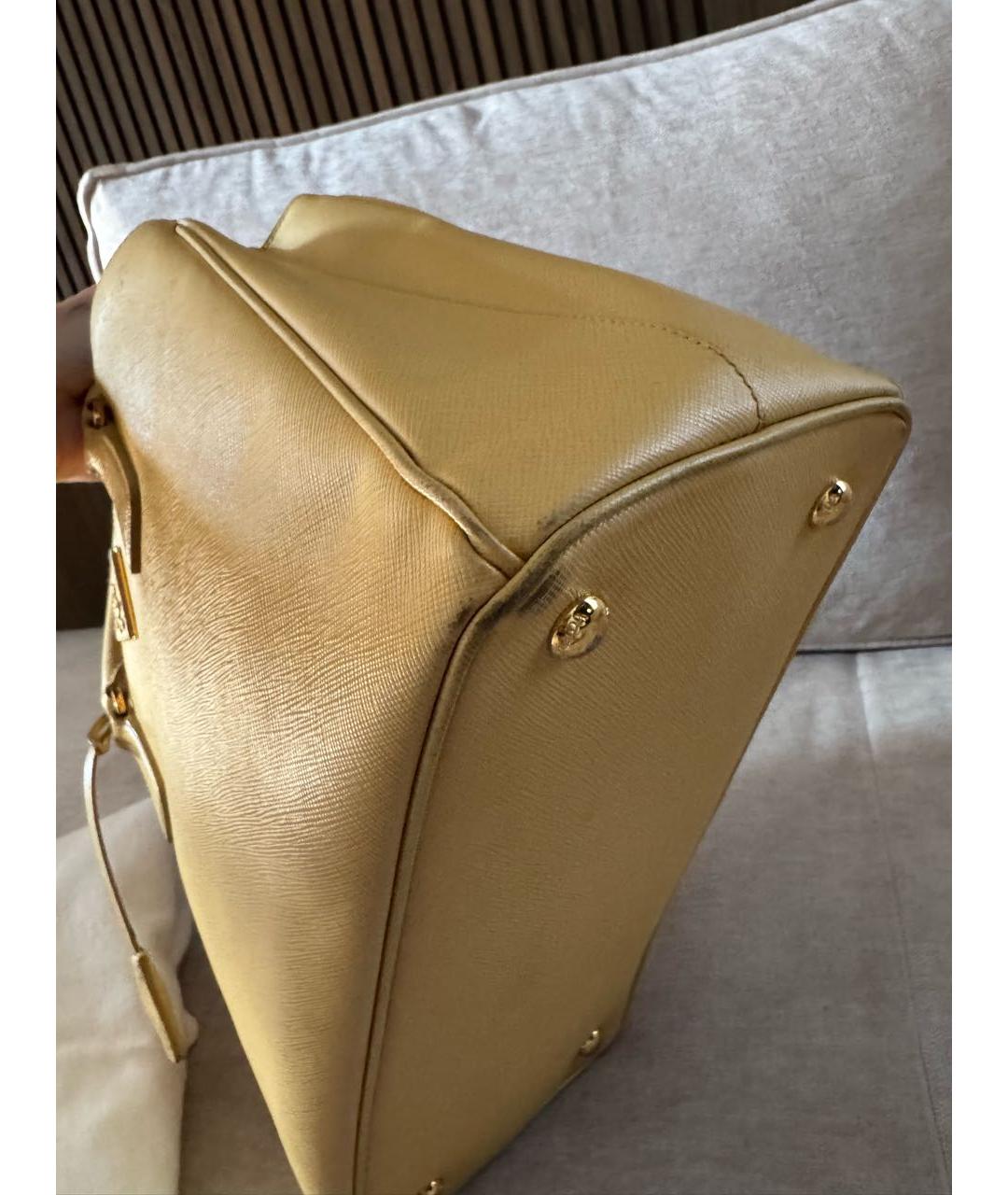 PRADA Желтая кожаная сумка тоут, фото 7