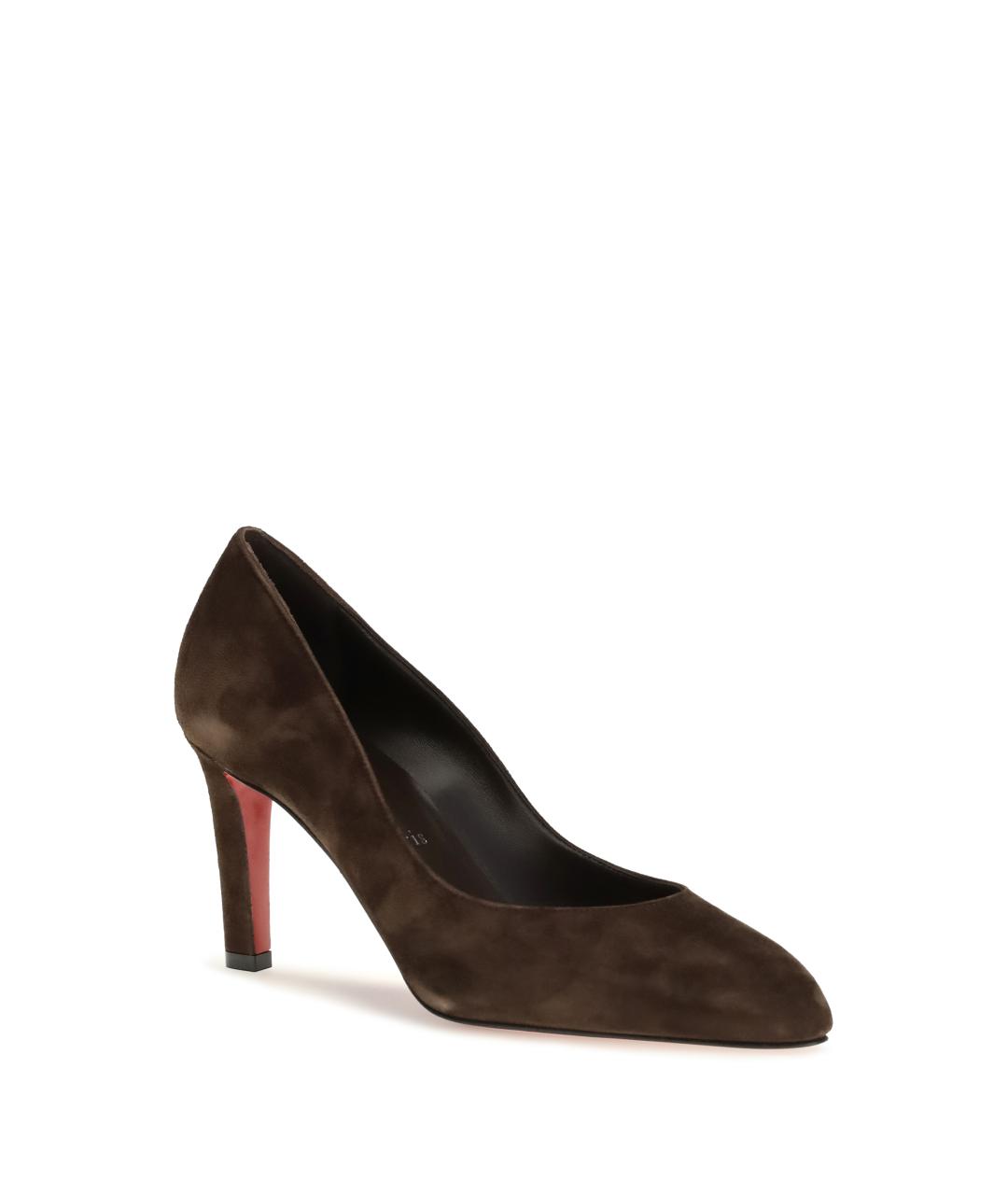 CHRISTIAN LOUBOUTIN Коричневые замшевые туфли, фото 2