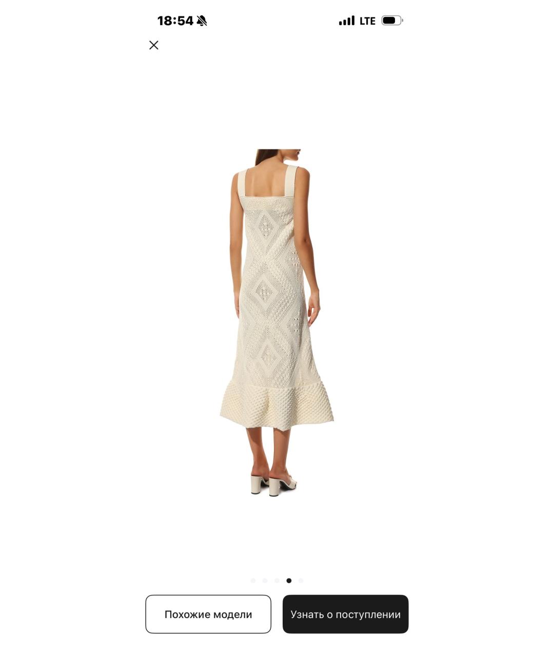 JIL SANDER Белое хлопковое коктейльное платье, фото 3