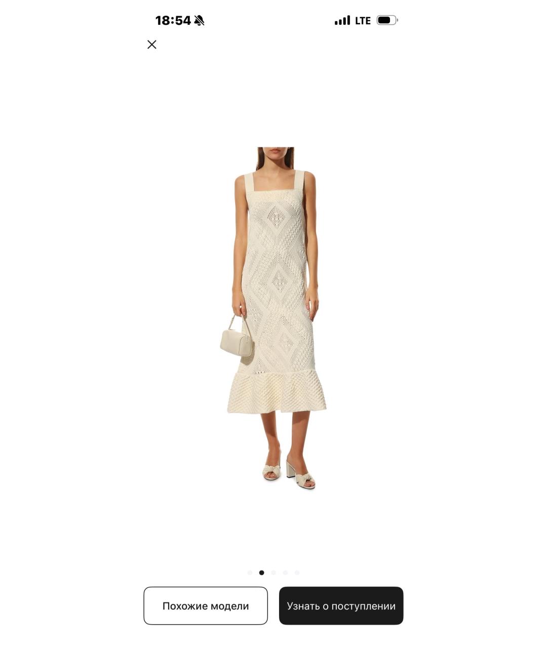 JIL SANDER Белое хлопковое коктейльное платье, фото 2