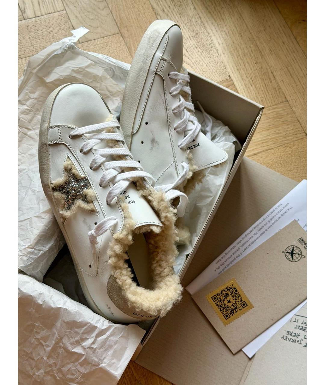 GOLDEN GOOSE Белые кожаные кеды, фото 5