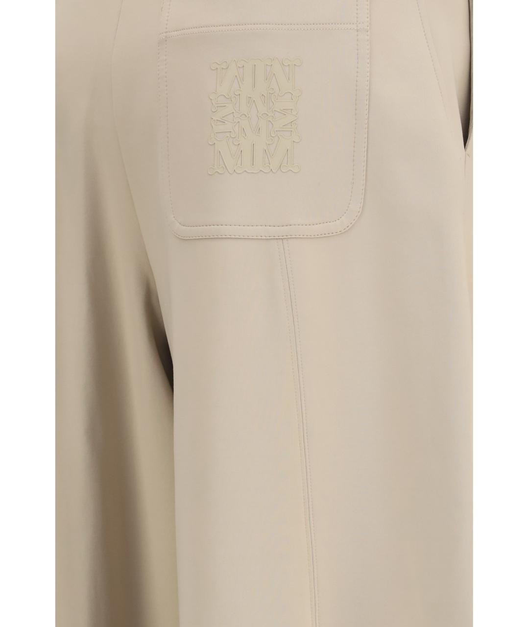 MAX MARA Бежевые синтетические брюки широкие, фото 3