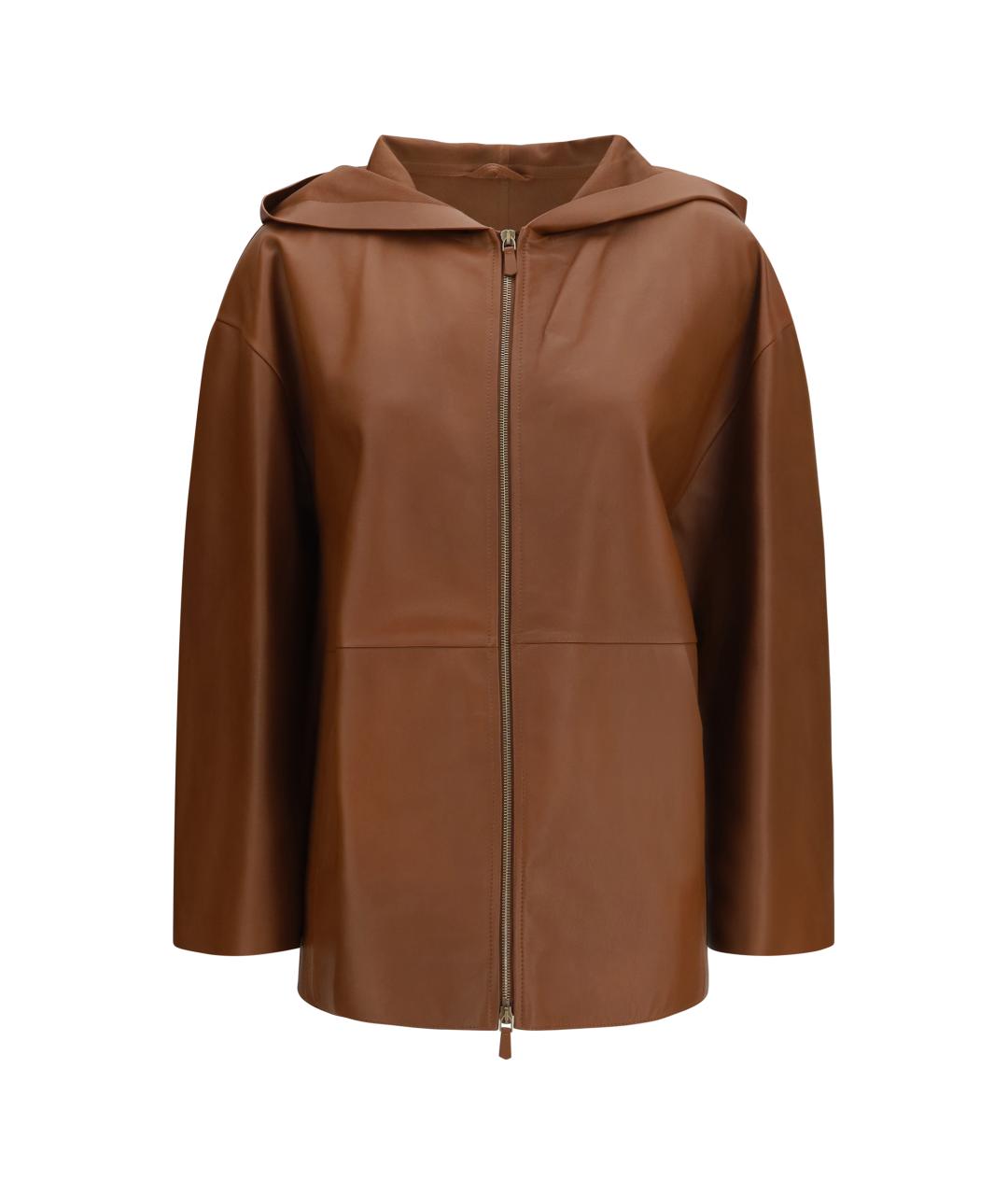 MAX MARA Коричневая кожаная куртка, фото 1