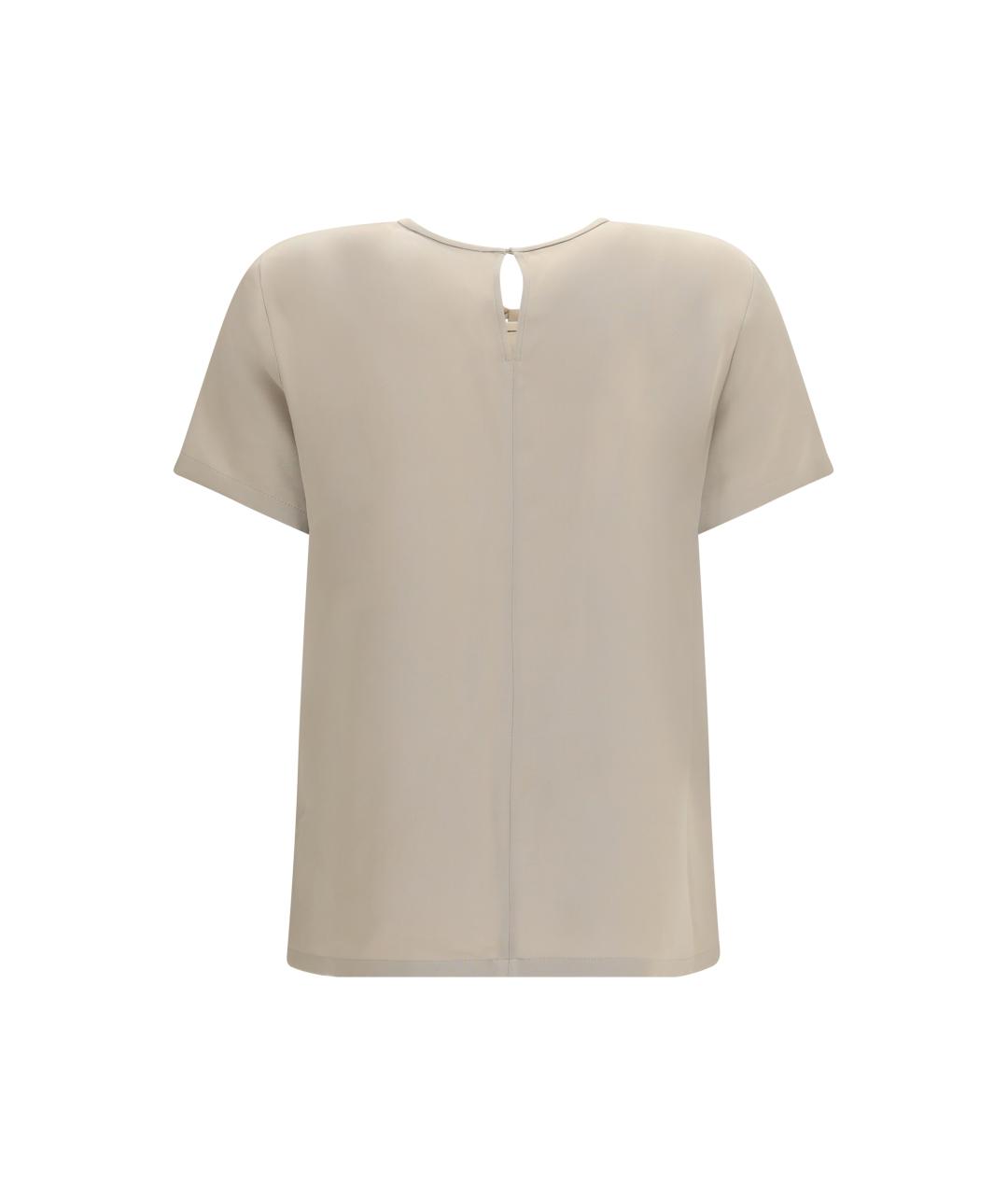 MAX MARA Бежевая шелковая футболка, фото 2