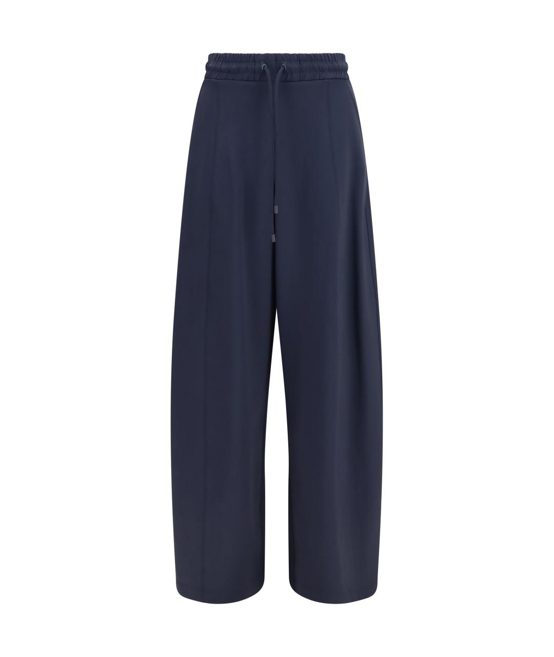 MAX MARA Темно-синие полиамидовые прямые брюки, фото 1