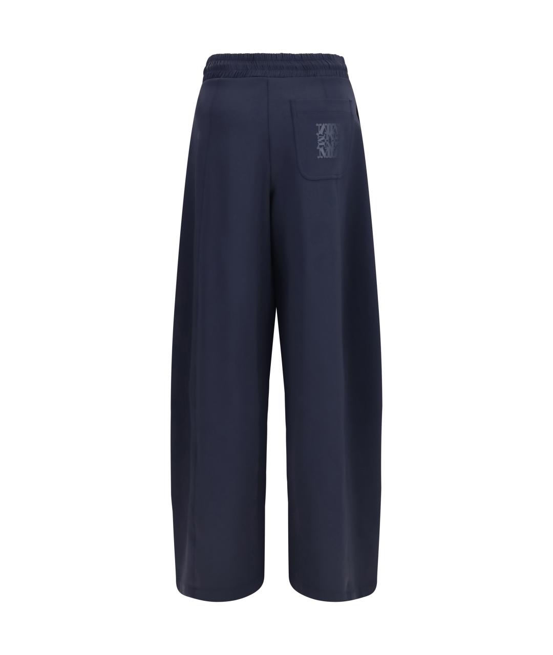MAX MARA Темно-синие полиамидовые прямые брюки, фото 2
