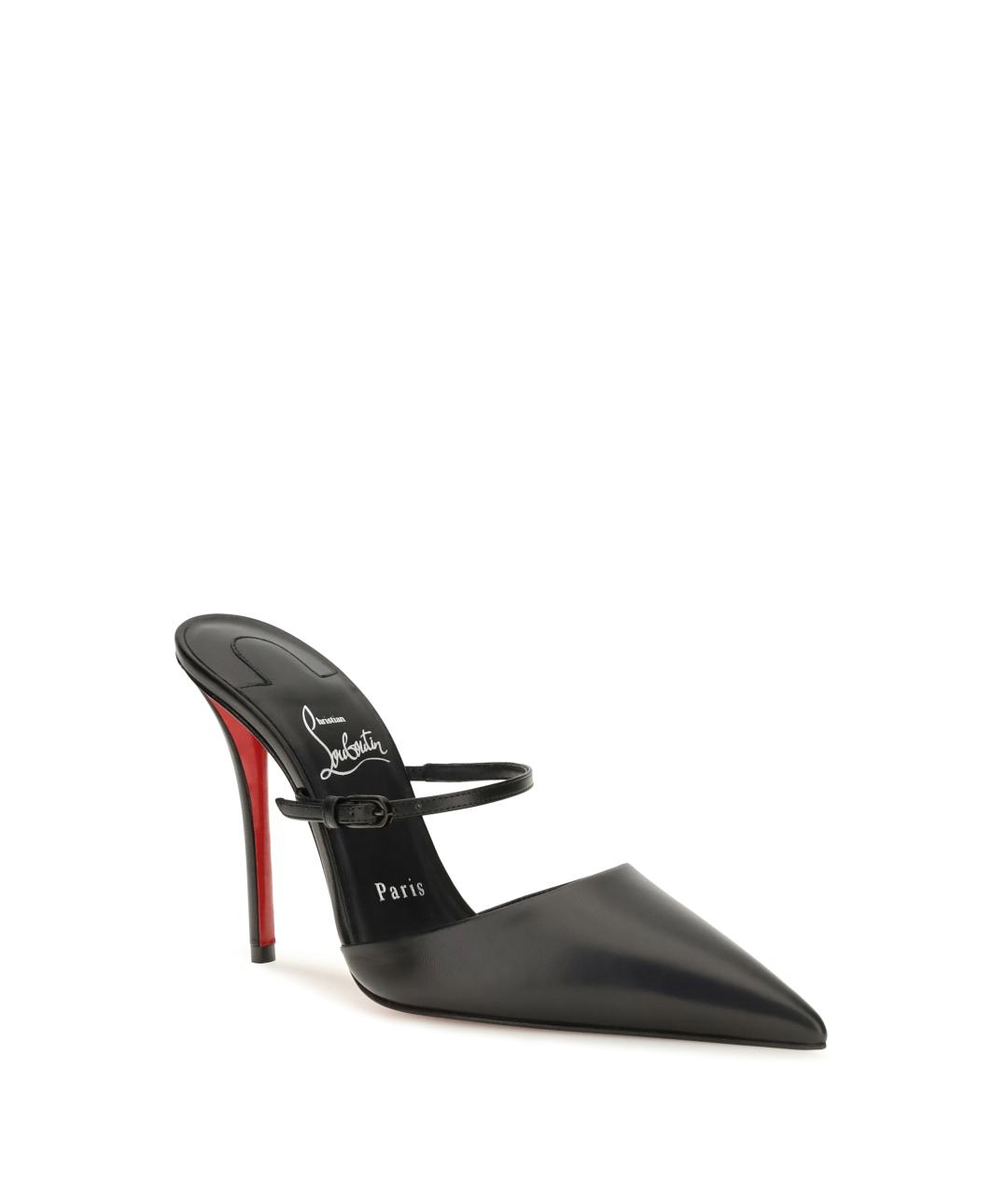CHRISTIAN LOUBOUTIN Черные кожаные мюли, фото 2